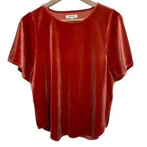 MADEWELL | Burnt Orange Velvet Loose Fitting Butterfly Top | Size S